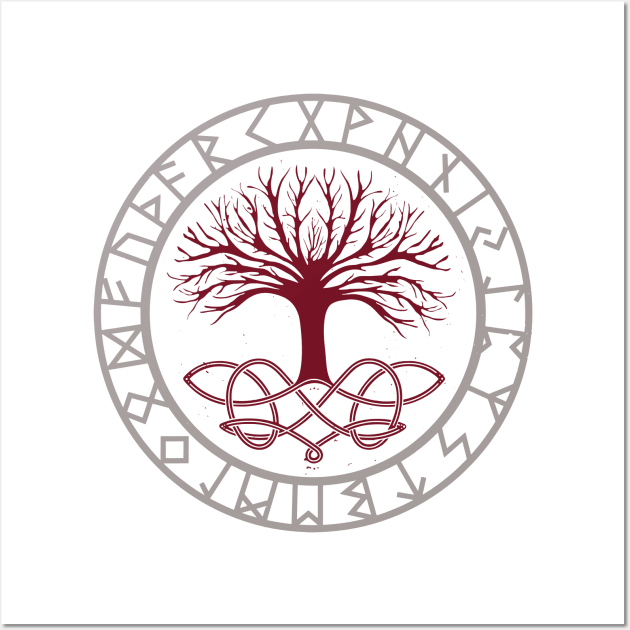 Yggdrasil The World Tree with Elder Futhark Runes | Norse Mythology gifts Wall Art by Time Nomads